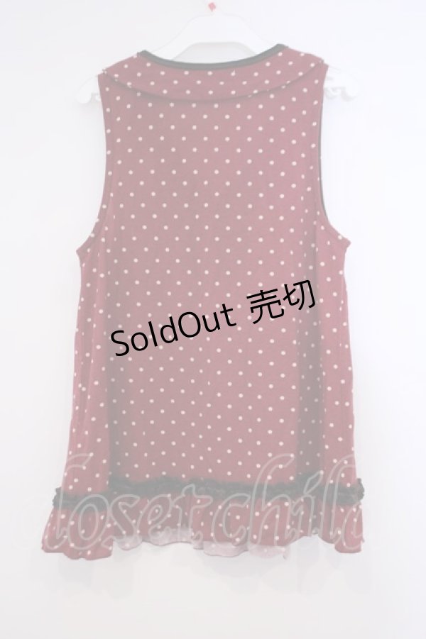 画像2: axes femme / ドット柄衿付アウターキャミ M ワイン O-26-01-31-017-AX-TO-OW-OS (2)