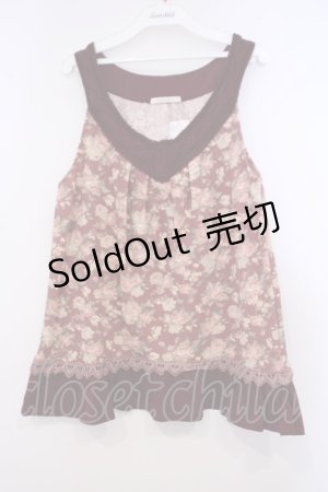 画像: axes femme / ニット使い花柄アウターキャミ M ワイン O-26-01-31-027-AX-TO-OW-OS