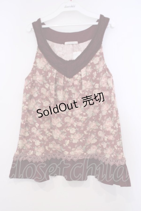 画像1: axes femme / ニット使い花柄アウターキャミ M ワイン O-26-01-31-027-AX-TO-OW-OS (1)