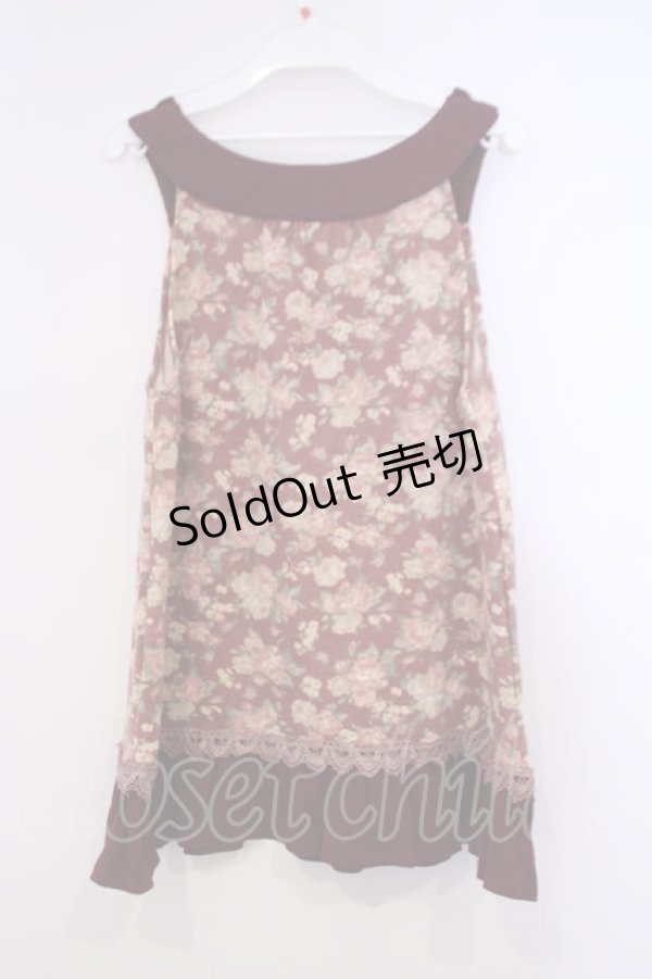 画像2: axes femme / ニット使い花柄アウターキャミ M ワイン O-26-01-31-027-AX-TO-OW-OS (2)