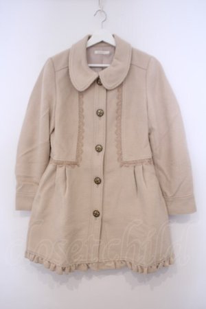 画像: axes femme / レース配色丸襟コート  ベージュ O-26-01-31-030-AX-CO-IG-ZT0203E