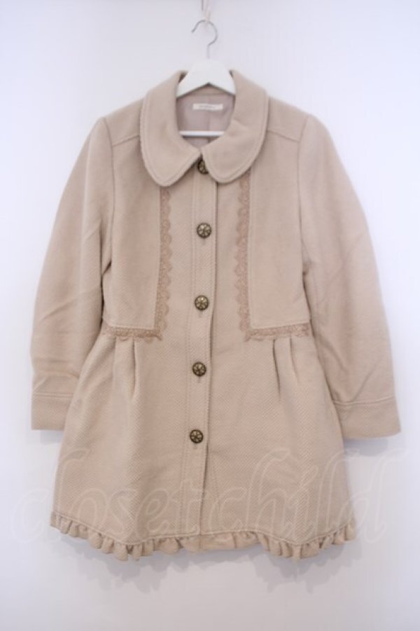 画像1: axes femme / レース配色丸襟コート  ベージュ O-26-01-31-030-AX-CO-IG-ZT0203E (1)