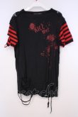 画像4: HANGRY&ANGRY / ツギハギダメージTシャツ  ブラック×レッド O-26-01-31-002-HN-TO-OW-OS (4)