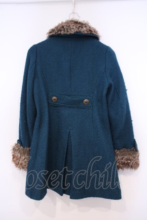 画像2: axes femme / ファー付きロービングコート M ターコイズ O-26-01-31-035-AX-CO-IG-ZT0203E (2)