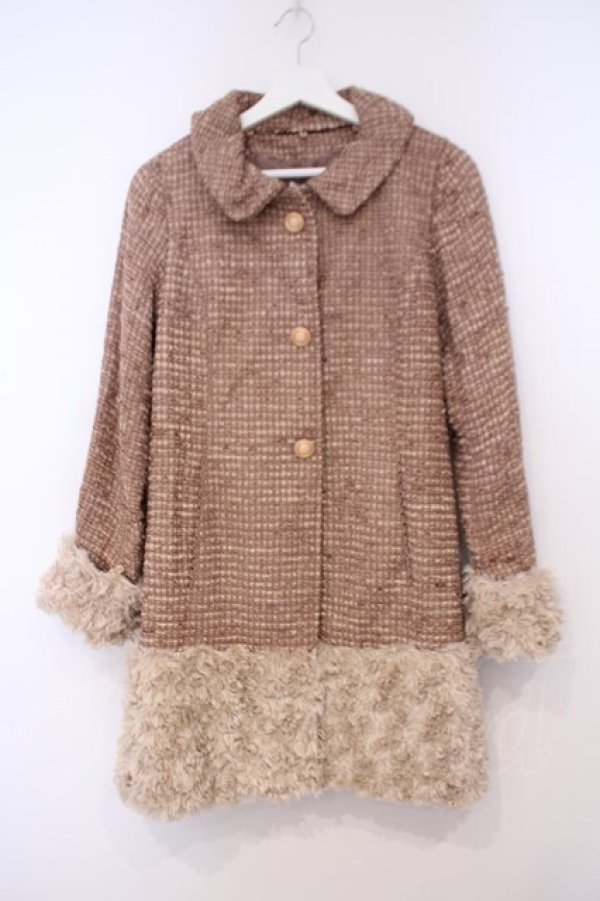 画像1: axes femme / フェイクファー付きクラシカルコート M ピンクベージュ O-26-01-31-036-AX-CO-IG-ZT0203E (1)