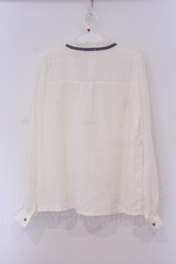 画像3: axes femme / フロントレースハイネックブラウス M キナリ O-26-02-03-028-AX-BL-OW-OS (3)