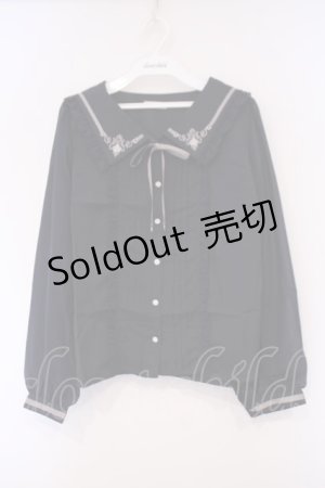 画像: axes femme POETIQUE / 刺繍入りセーラーブラウス M ネイビー O-26-02-03-029-AX-BL-OW-OS