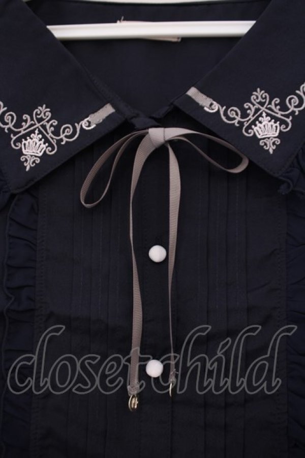 画像2: axes femme POETIQUE / 刺繍入りセーラーブラウス M ネイビー O-26-02-03-029-AX-BL-OW-OS (2)