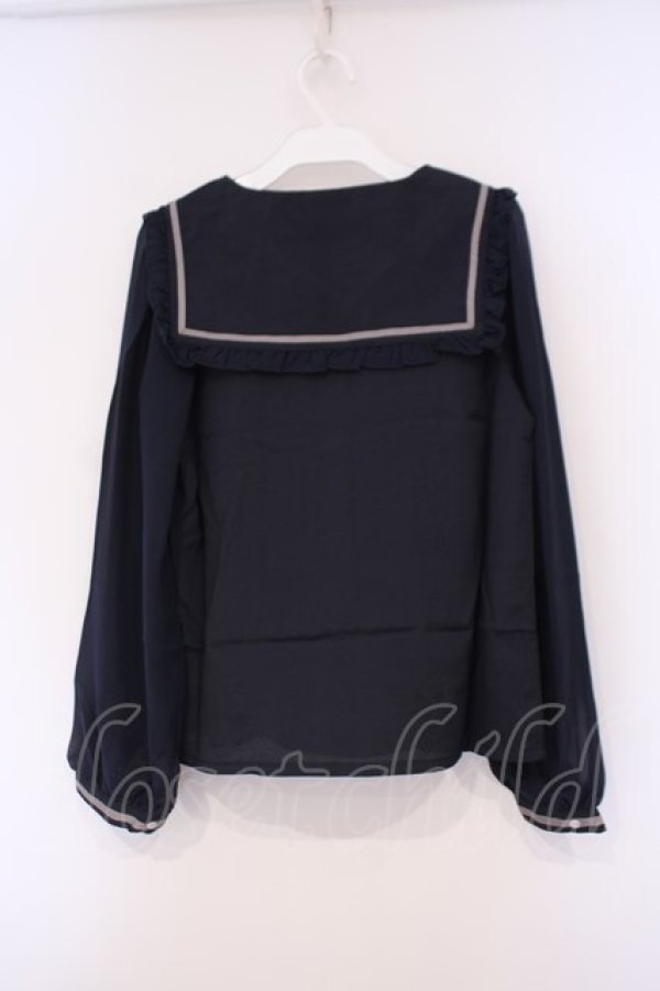 画像3: axes femme POETIQUE / 刺繍入りセーラーブラウス M ネイビー O-26-02-03-029-AX-BL-OW-OS (3)