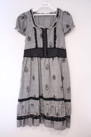 画像: axes femme / フロッキーグレンチェックワンピース M クロ O-26-02-03-031-AX-OP-OW-OS