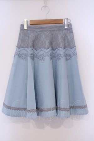 画像: axes femme POETIQUE / レーススカラップ切り替えスカート M サックス O-26-02-03-034-AX-SK-OW-OS