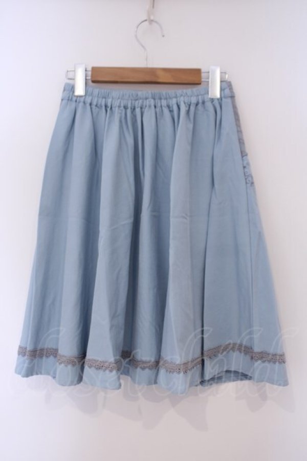 画像3: axes femme POETIQUE / レーススカラップ切り替えスカート M サックス O-26-02-03-034-AX-SK-OW-OS (3)