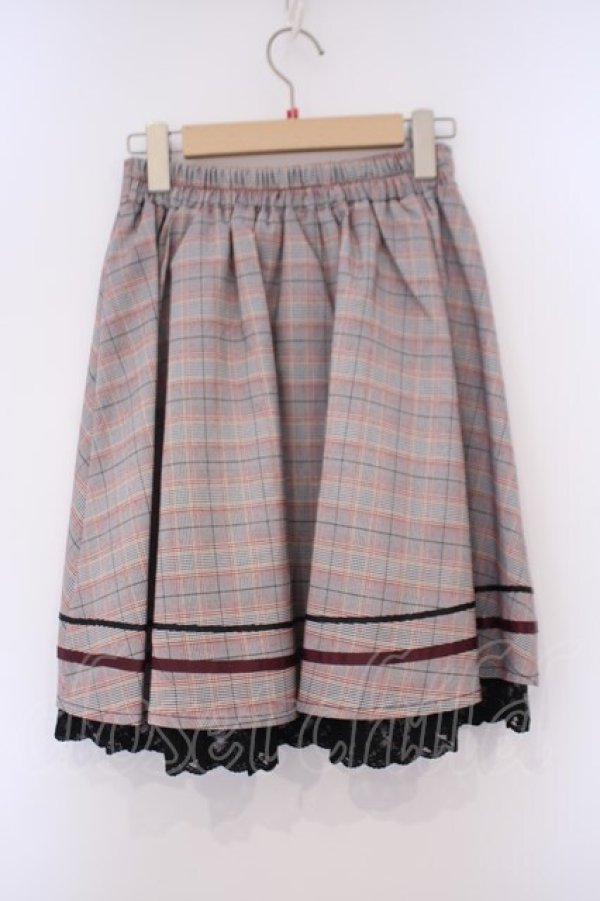 画像2: axes femme POETIQUE / 釦デザインチェックスカート M ワイン O-26-02-03-039-AX-SK-OW-OS (2)