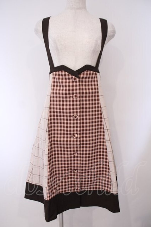 画像1: axes femme POETIQUE / チェックバイカラースカート M ブラウン O-26-02-03-044-AX-SK-OW-OS (1)