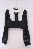 画像1: pium / ネクタイ付きスクエアフリル長袖トップス F ブラックチェック O-26-02-03-047-0-TO-OW-OS (1)