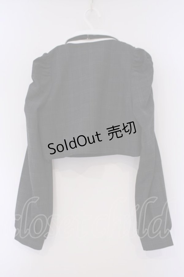 画像3: pium / ネクタイ付きスクエアフリル長袖トップス F ブラックチェック O-26-02-03-047-0-TO-OW-OS (3)