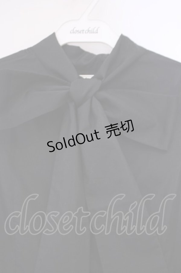 画像2: Jane Marple / ピンタックボウタイブラウス M クロ O-26-02-03-048-JM-BL-OW-OS (2)