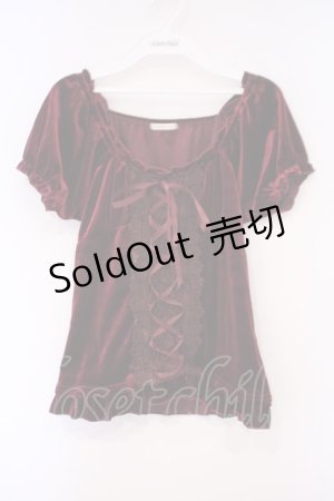 画像: axes femme / ベロアビスチェ半袖プルオーバー M ワイン O-26-02-03-054-AX-TO-IG-OS