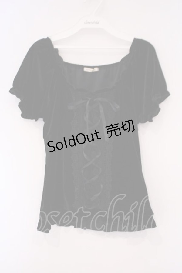 画像1: axes femme / ベロアビスチェ半袖プルオーバー M クロ O-26-02-03-055-AX-TO-IG-OS (1)