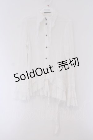 画像: BPN / カットオフ変形ガーゼブラウス M ホワイト O-26-02-03-057-GO-BL-OW-OS