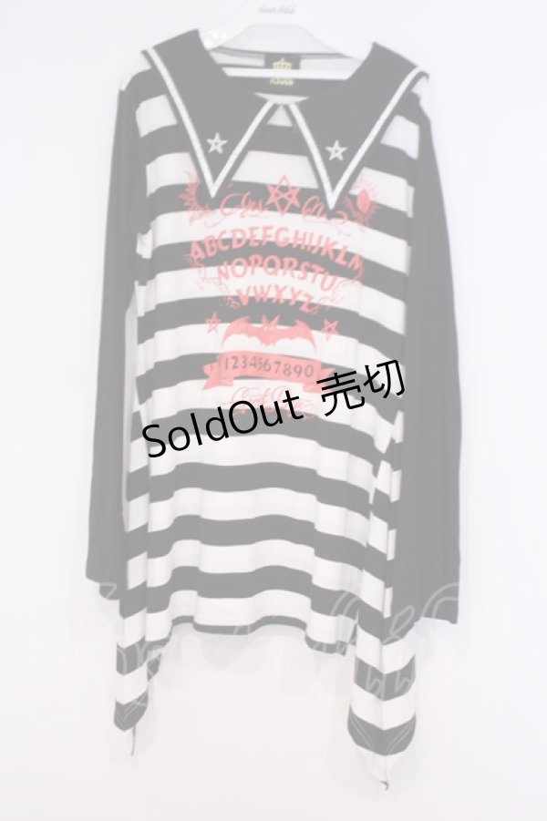 画像1: LISTEN FLAVOR / ウィジャボードコウモリセーラーワンピース  ブラック×ホワイト O-26-02-03-1035-PU-OP-OW-OS (1)