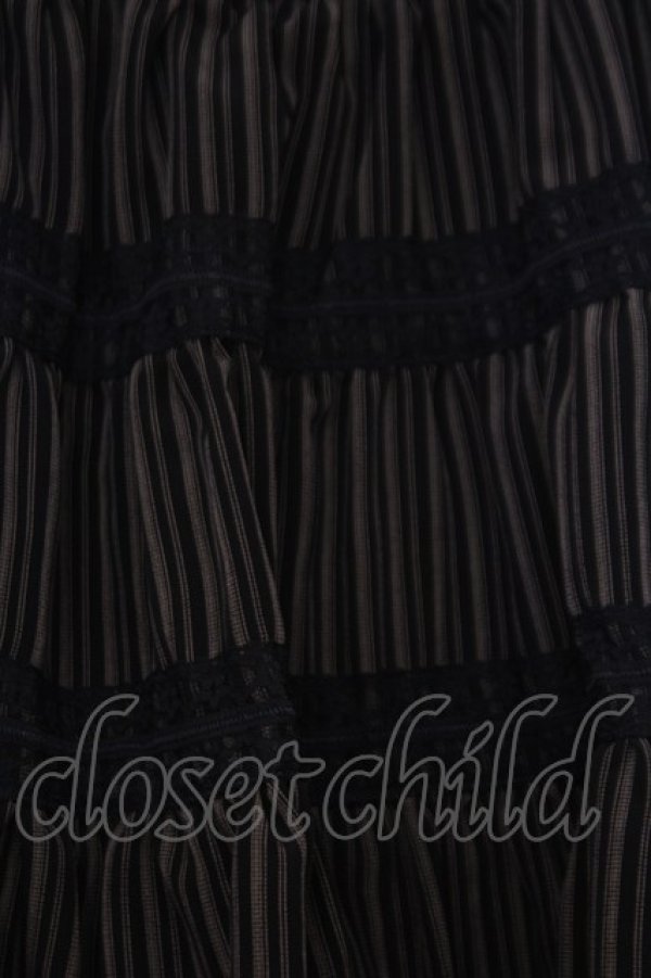 画像2: BPN / レース配色ストライプスカート M ベージュ×ブラック O-26-02-03-1039-GO-SK-OW-OS (2)