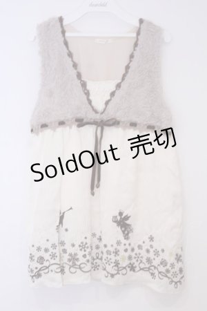 画像: axes femme / フロッキープリントアウタータンク M 生成り×ブラウン O-26-02-03-1005-AX-TO-IG-OS