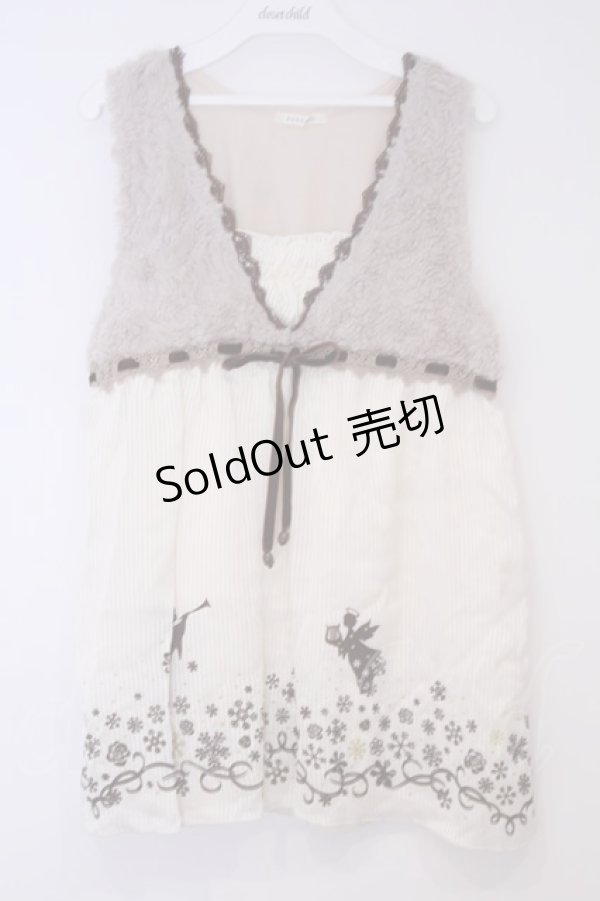 画像1: axes femme / フロッキープリントアウタータンク M 生成り×ブラウン O-26-02-03-1005-AX-TO-IG-OS (1)