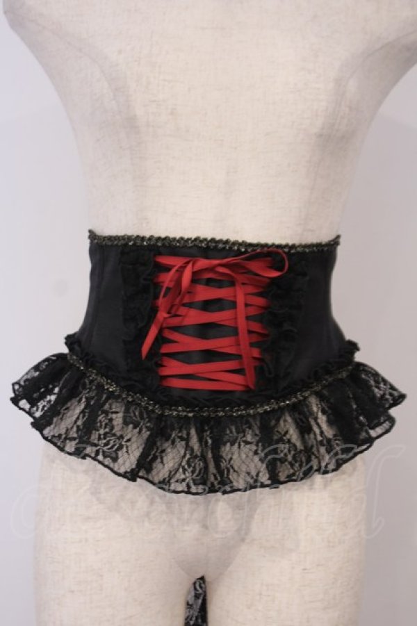 画像1: Enchantlic Enchantilly / ローズレースリボンコルセット  クロ×アカ O-26-02-03-1045-LO-TO-OW-OS (1)