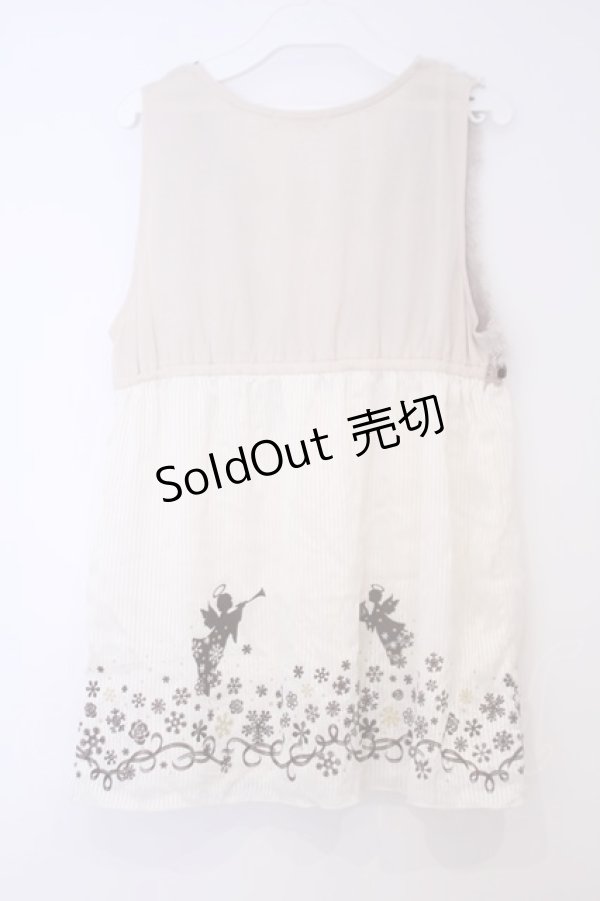 画像3: axes femme / フロッキープリントアウタータンク M 生成り×ブラウン O-26-02-03-1005-AX-TO-IG-OS (3)