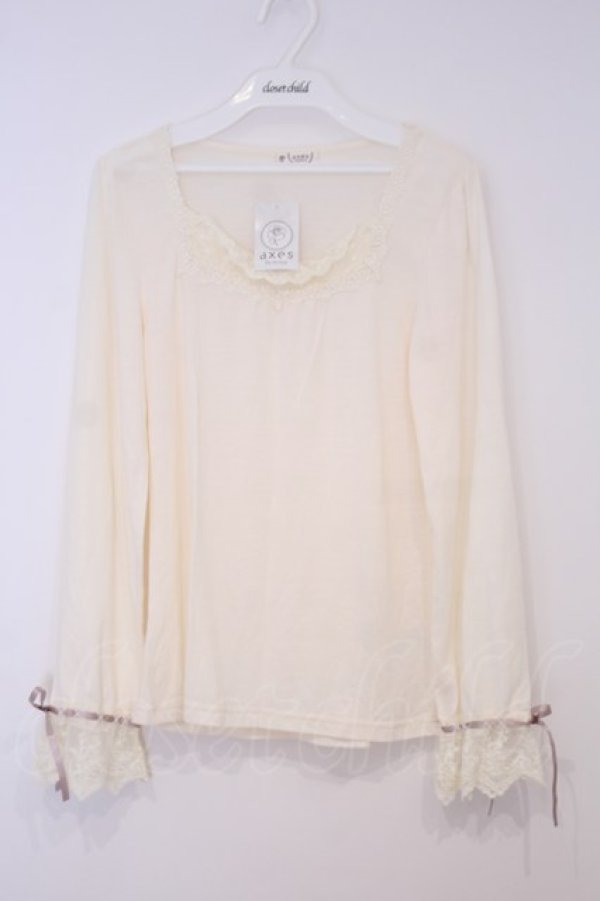 画像1: axes femme / 袖口レースインナー M アイボリー O-26-02-03-1006-AX-TO-IG-OS (1)