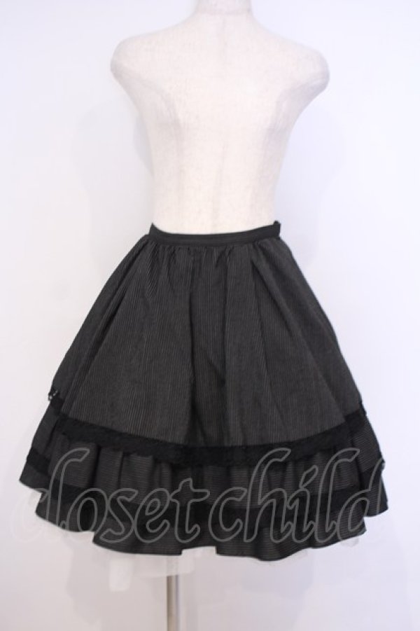 画像1: MIHO MATSUDA / チェリーレースピンストライプスカート  ブラック O-26-02-03-1056-GO-SK-OW-OS (1)