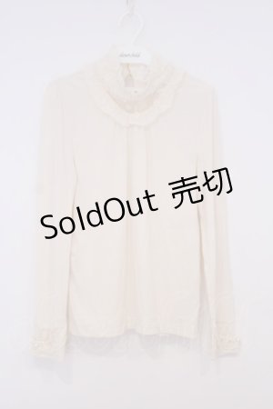 画像: axes femme / スタンド襟レース透けプルオーバー M アイボリー O-26-02-03-1008-AX-TO-IG-OS