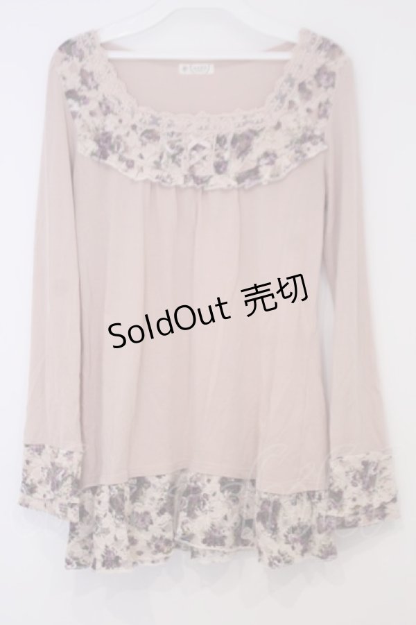 画像1: axes femme / 花柄インナープルオーバー M ピンクベージュ O-26-02-03-1011-AX-TO-IG-OS (1)