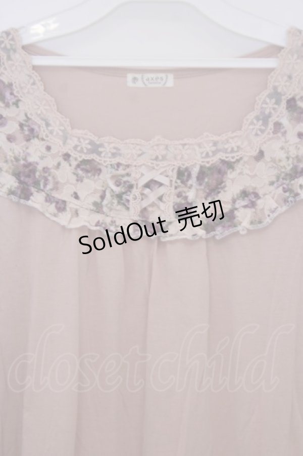 画像2: axes femme / 花柄インナープルオーバー M ピンクベージュ O-26-02-03-1011-AX-TO-IG-OS (2)