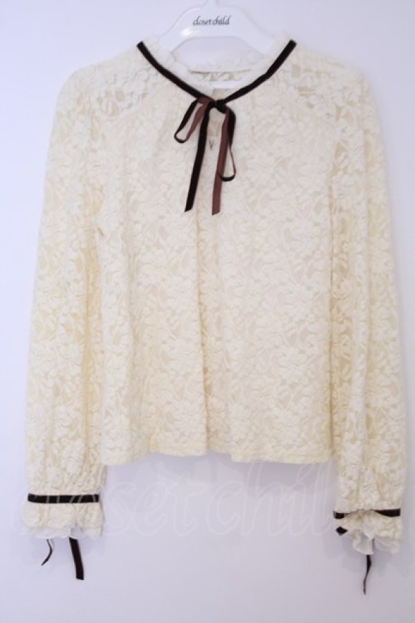 画像1: axes femme / 起毛レースプルオーバー M 生成り×ブラウン O-26-02-03-1002-AX-TO-IG-OS (1)