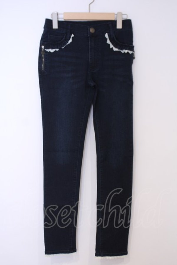 画像1: axes femme / 薔薇チャーム付デニムパギンス M インディゴ O-26-02-03-1016-AX-PA-IG-OS (1)