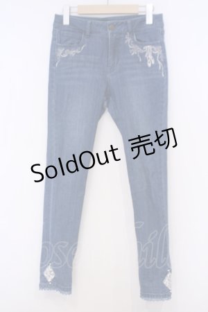 画像: axes femme / トゥシューズ刺繍デニムパンツ M インディゴ O-26-02-03-1019-AX-PA-IG-ZT451