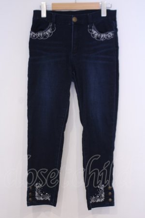 画像: axes femme / 刺繍入りパギンス M インディゴ O-26-02-03-1020-AX-PA-IG-OS