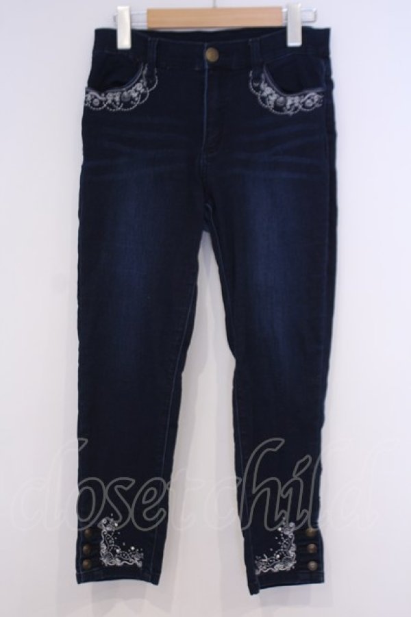 画像1: axes femme / 刺繍入りパギンス M インディゴ O-26-02-03-1020-AX-PA-IG-OS (1)