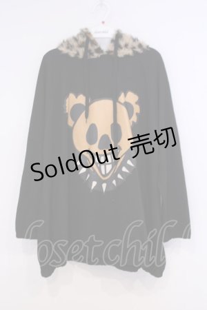 画像: GLAD NEWS / ベアスカルptファー付きパーカー F ブラック O-26-02-03-1024-GL-TO-OW-OS