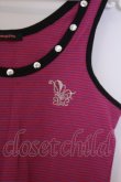 画像2: ALGONQUINS / バタフライ刺繍ボーダータンクトップ F 濃ピンク O-26-02-03-1025-AL-TO-OW-OS (2)