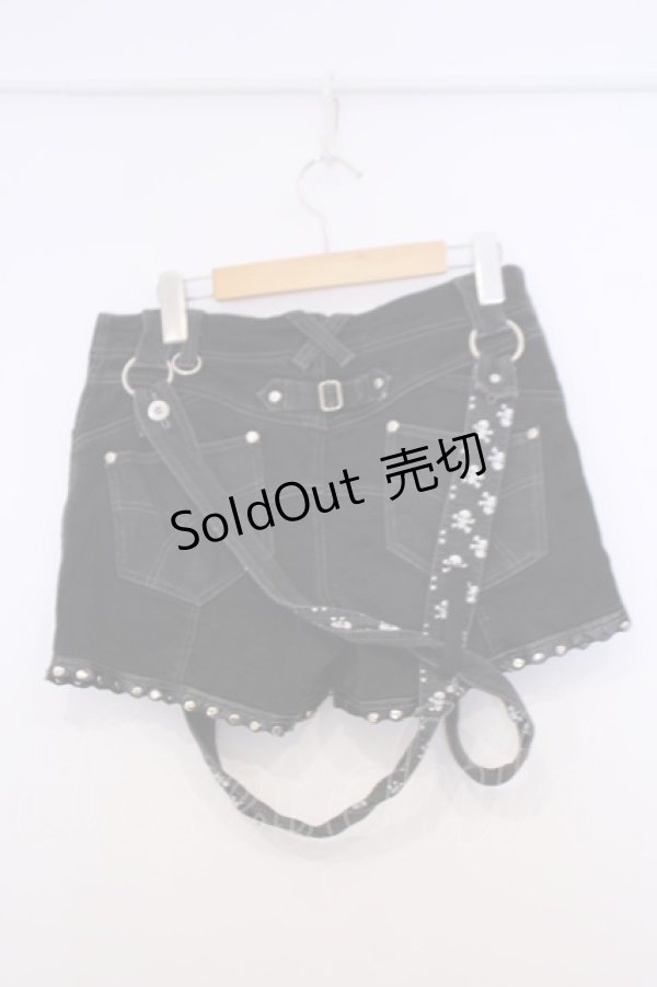 画像3: ALGONQUINS / ストラップ付きショートパンツ F ブラック O-26-02-03-1028-AL-SK-OW-OS (3)