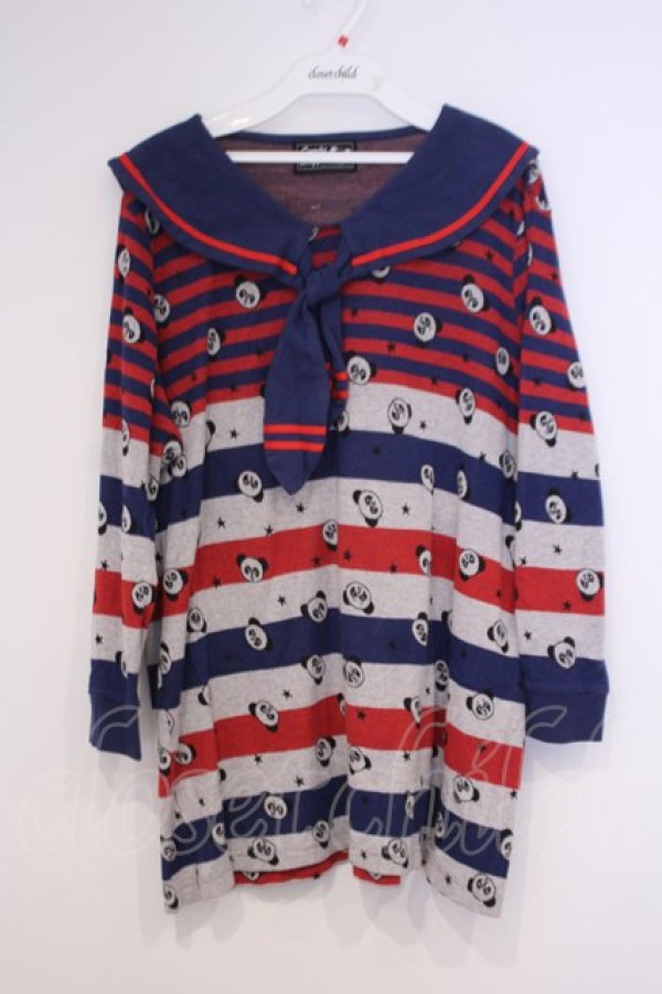 画像1: Candy Stripper / ペペボーダーセーラ-チュニック 2 ネイビー×レッド×グレー O-26-02-03-1029-PU-TO-OW-OS (1)