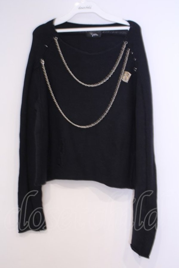 画像1: Sixh / カミソリモチーフダメージニット  青みのあるブラック O-26-02-03-1031-HN-TO-OW-OS (1)