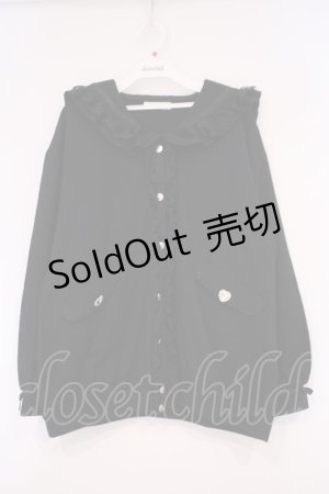 画像: DearMyLove / セーラー襟レースフリル裏毛ジャケット M-L クロ O-26-02-03-059-EL-JA-IG-OS