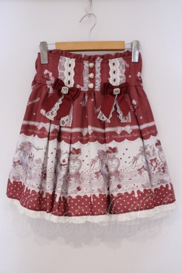 画像1: LIZ LISA / Whip Bear Home Cafe柄スカパン  アカ O-26-02-03-065-LO-SK-IG-OS (1)