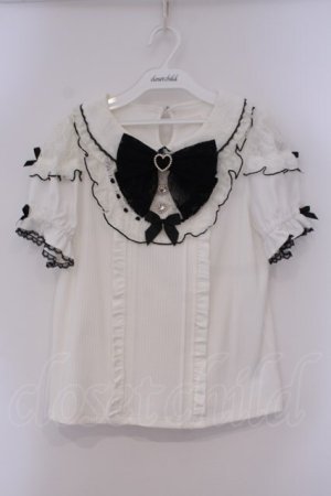 画像: LIZ LISA / はしごレースハートカットブラウス  シロ×クロ O-26-02-03-066-LO-BL-IG-OS