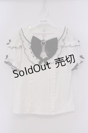 画像: LIZ LISA / はしごレースハートカットブラウス  シロ×クロ O-26-02-03-066-LO-BL-IG-OS