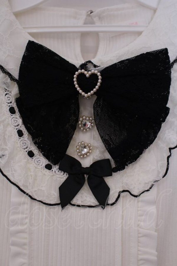 画像2: LIZ LISA / はしごレースハートカットブラウス  シロ×クロ O-26-02-03-066-LO-BL-IG-OS (2)